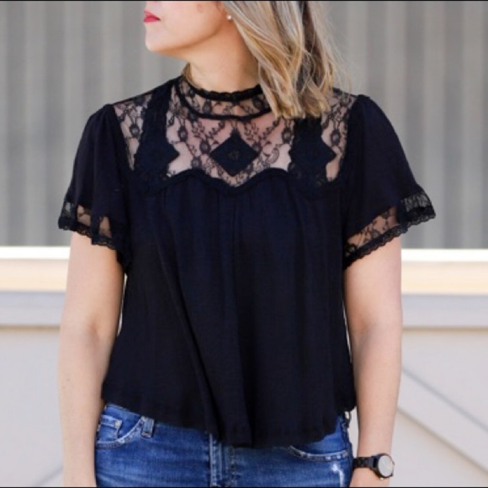 Free People Cape May Lace Top